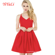 Mulher sem costas sexy vestido quente vermelho vestido senhora dress